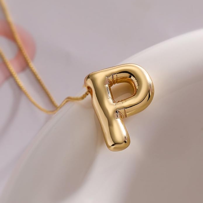 PANSHI Gold Initial Necklaces Gifts for Teen Girls Women Girlfriend Teen Girl Gifts Trendy Stuff Layered Bubble Letter Necklace Gold Jewelry Birthday Gift