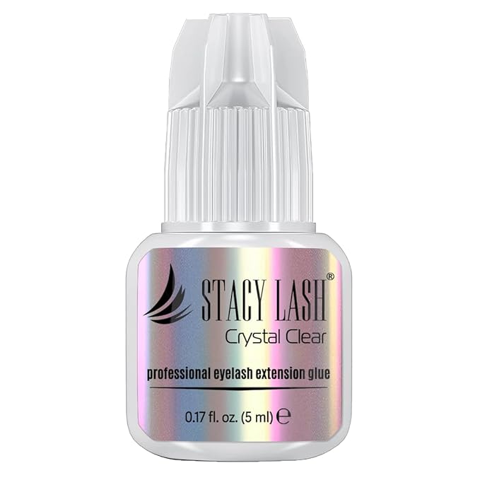 STACY LASH Crystal Clear Eyelash Extension Glue (0.17fl.oz/5ml)/1 Sec Drying Time/Retention – 8 Weeks/Transparent Adhesive/Professional Supplies