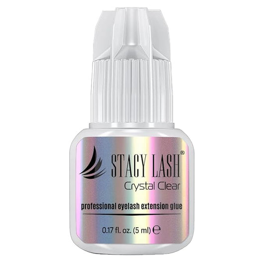 STACY LASH Crystal Clear Eyelash Extension Glue (0.17fl.oz/5ml)/1 Sec Drying Time/Retention – 8 Weeks/Transparent Adhesive/Professional Supplies