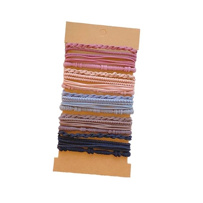 Multistyle Hair Ties Set: Gentle High Elasticity Ponytail Scrunchie Bracelet for Women (21-Bamboo K-Style Set:20, One Size)