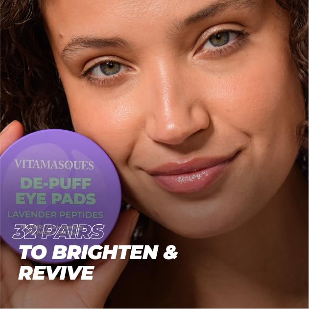 Vitamasques Lavender Hydrogel Eye Pads For Puffy Eyes & Dark Circles – Refresh in 15 minutes - Formulated in Korea - 32 Pairs / 64 HydroGel Eye Pads