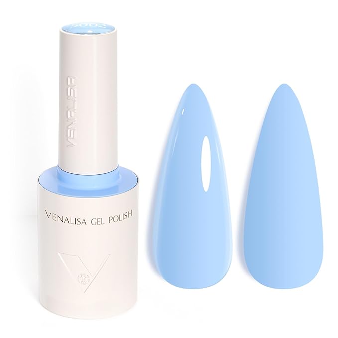VENALISA Light Blue Gel Nail Polish, 1 Pcs Baby Blue Gel Polish Bright Pastel Color High Gloss Soak Off U V Nail Manicure Salon and DIY at Home Gifts for Women