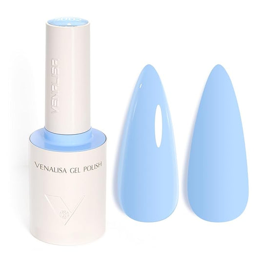 VENALISA Light Blue Gel Nail Polish, 1 Pcs Baby Blue Gel Polish Bright Pastel Color High Gloss Soak Off U V Nail Manicure Salon and DIY at Home Gifts for Women