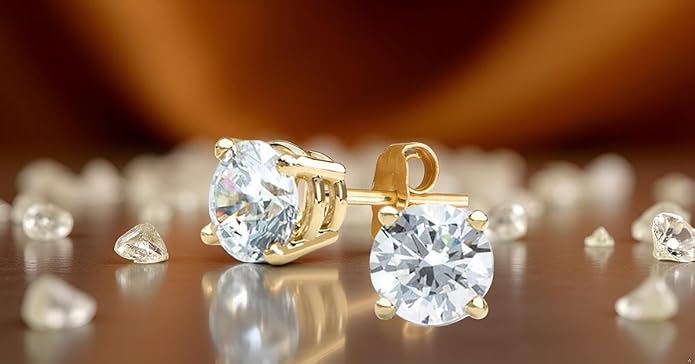Certified Lab Grown Diamond Stud Earrings 1/2 cttw (F-G Color, VS2-SI1 Clarity) 14kt Yellow Gold