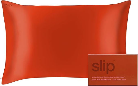 slip The Original Queen Pure Silk Pillow Case - 100% Pure 22 Momme Mulberry Silk - Queen Size Standard Pillow Case - Anti-Aging, Anti-BedHead, Anti-Sleep Crease, Poppy (20" x 30")