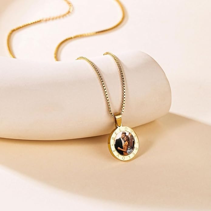 CLYLIFE Picture Necklace Personalized Photo,Custom Disc/Heart Pendant for Men Women Dad Mom Customized Necklace with Chain Photos Memorial Gifts for Mother's Day, Birthday, Anniversary