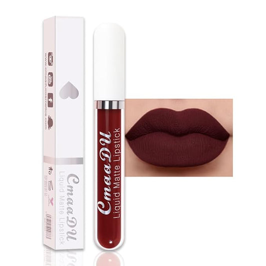 evpct 1Pcs Deep Red Liquid Matte Lipstick Lipgloss Set for Women, labiales mate 24 horas originales matte larga duracion 24 Hour Lipstick Lip Stains Long Lasting Waterproof 24, 18#
