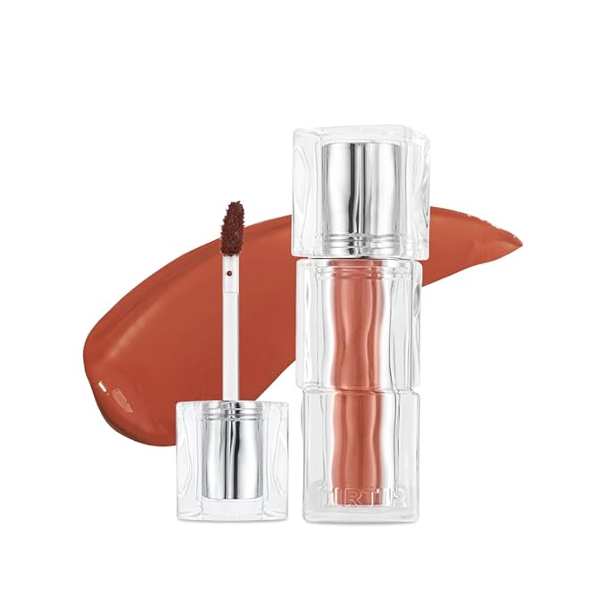 TIRTIR [*Mini Size Waterism Tinted Lip Gloss #04 Fig Peach, 0.06 Fl Oz – Kiss Ready Lipgloss, 12H Long Lasting Non Sticky Natural Tinted Glow Korean Multiuse Cheek and Lip Tint for Women gift