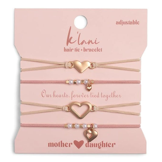 K'lani Hair Tie Bracelets for Women - Elastic Hair Bands That Double as Stylish Jewelry - Mother/Daughter - Set