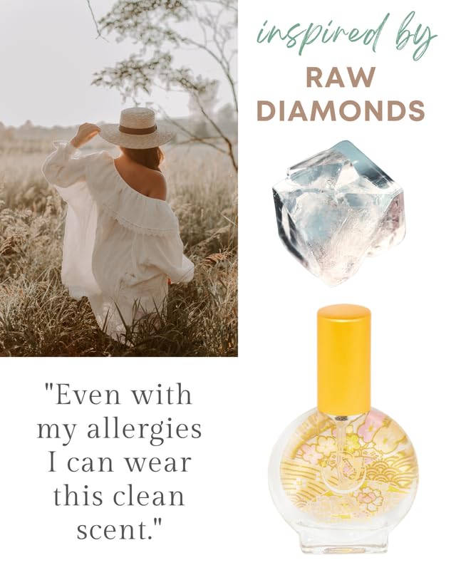 The Sage Lifestyle Diamond Mini Spray, Lily, Sandalwood, White Amber Oil, White Musk, Perfume for Women, Long Lasting Clean Skin Fragrance, Artisan, Parfum, 1/2 oz, Travel Size, Mini Perfume for Women