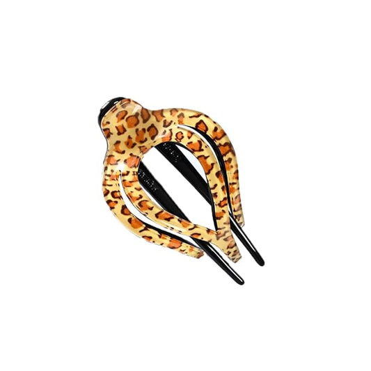 SPEVERT 3.5" Big Heart-Shaped Claw Clips for Women Stylish Curved Duckbill Hair Clips Non-Slip for Secure Alligator Clips (Light Leopard Print)