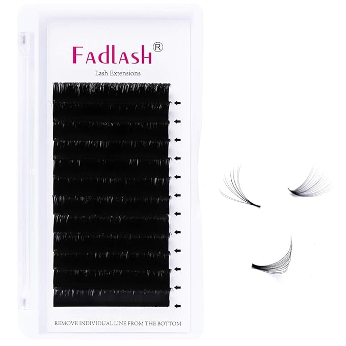 FADLASH Easy Fan Volume Lash Extensions D Curl Volume Fans 8-20mm Length Self Fanning Eyelash Extensions 3D~10D 0.05 0.07mm Eye Lash (0.05-D, Mix 8-14mm)