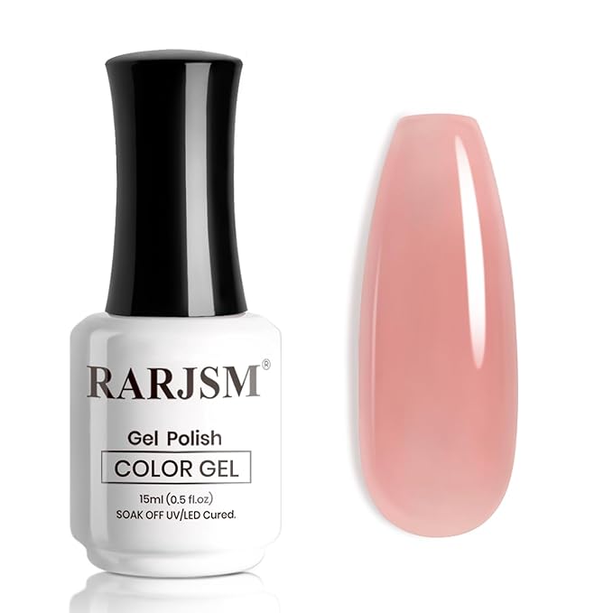 RARJSM Nude Gel Nail Polish Silvery Pink Neutral Skin Tone Sheer Jelly Gel Polish 1PC 15ml Single Bottle Creamy Transparent Pink Nail GelPolish Soak off UV LED Cured for Home Salon DIY Manicure