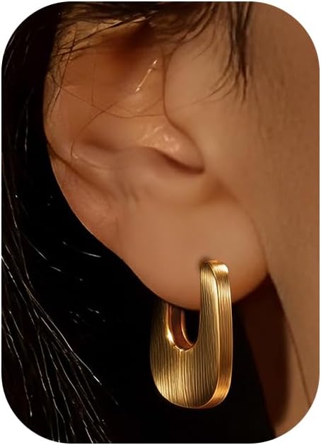 Gold Earrings for Women Trendy, Chunky Gold Huggie Stud Hoop Hypoallergenic Earrings, Jewelry Gifts for Best Friend