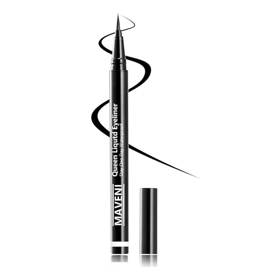 Waterproof Liquid Eye Liner, Stay One Day Makeup with Fine Brush Tip Lasting Satin Finish, Smudge-Proof & Transfer-Resistant (01# Jet Black)