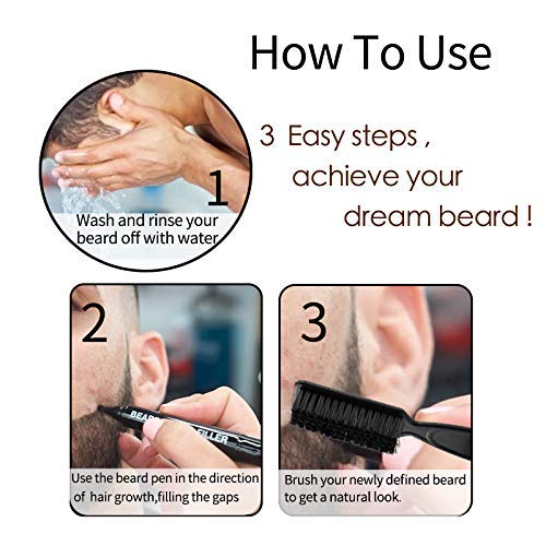 HATIKY Beard Pencil Filler for Men- Water Proof& Sweat Proof, Long Lasting -Beard Pen with a Micro-Fork Tip Applicator Creates Natural Looking Beard, Moustache & Eyebrows