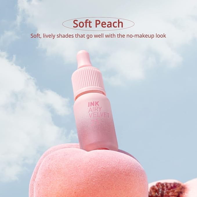Peripera Ink Airy Velvet Lip Tint | High-Pigmentation, Lightweight, Soft, Moisturizing (021 AIRY PEACH)