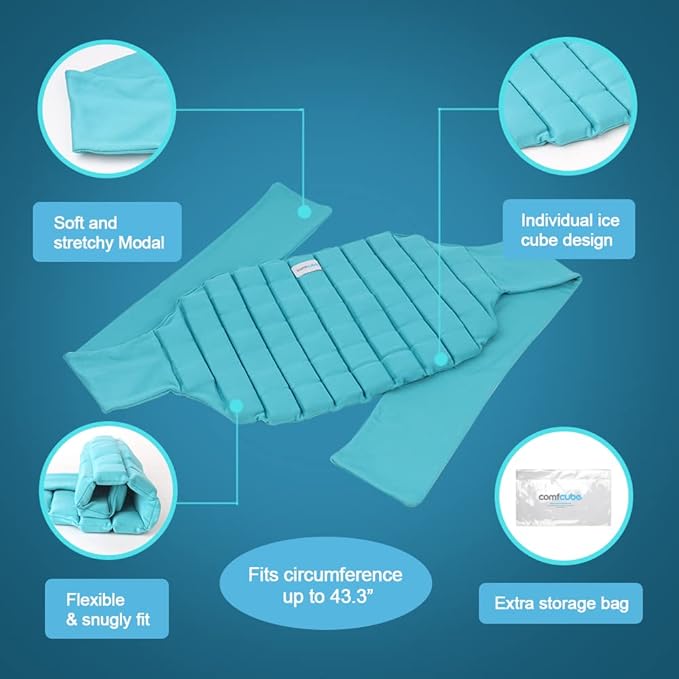 Comfcube Large Ice Pack for Back Pain Relief, 2 Hours Long Lasting Cold Lower Back Wrap, FSA Eligible, Flexible Cold Pack for Lumbar Pain, Sciatica, Coccyx, Herniated or Degenerative Disc, Surgery