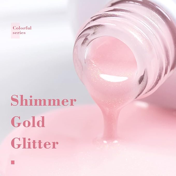 RARJSM Pale Pink Glitter Gel Polish Nude Gel Polish Sparkle Shimmer Neutral Skin Tone Light Pink Sheer Jelly Transparent Gel Nail Polish 15ml Single Bottle Soak off UV LED Cured for Home Salon DIY