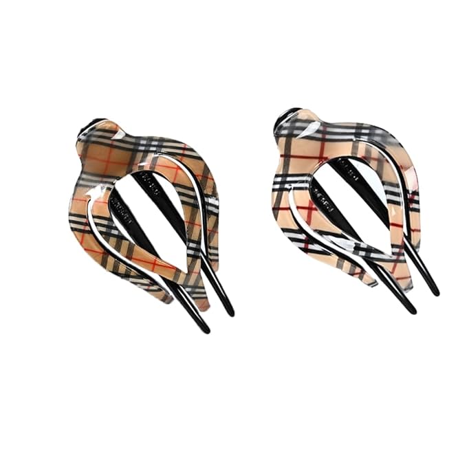 SPEVERT 3.5" Big Heart-Shaped Claw Clips for Women Stylish Curved Duckbill Hair Clips Non-Slip for Secure Alligator Clips (2pcs Grid)