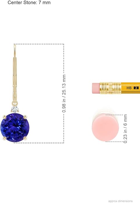 ANGARA Natural Tanzanite Earrings for Women | Tanzanite and Diamond Leverback Drop Earrings in 14K Solid Gold/Platinum | December Birthday, Anniversary, Gemstone Jewellery Gift