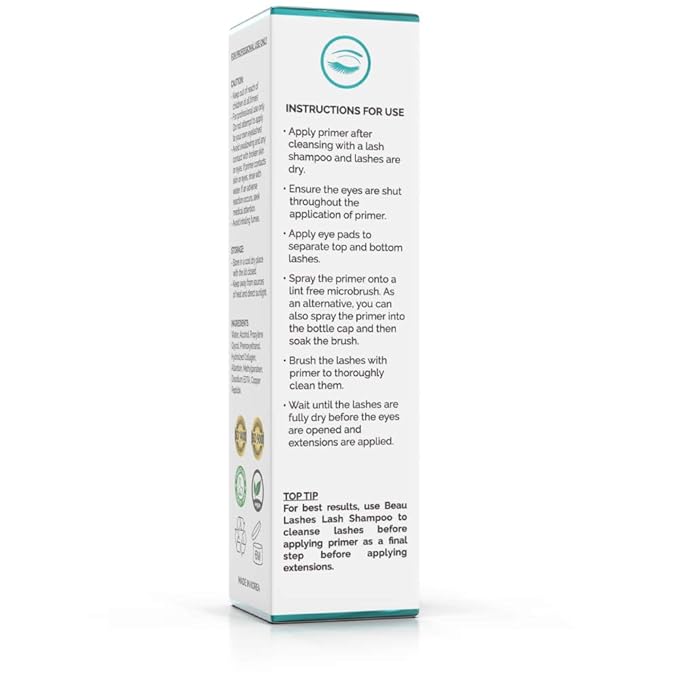 Lash Primer For Eyelash Extensions (40ml) - To Cleanse Lashes, Promote Healthy Lash Growth & Lengthen the Life Of Individual Faux Mink Lash Extensions - Removes Makeup Residue & Mascara Oil