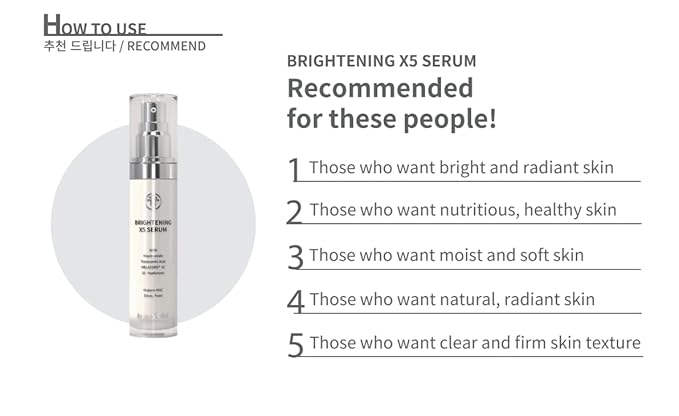 tom-tit-tot Brightening X5 Serum - Brightening and Anti-Wrinkle, Niacinamide, Tranexamic Acid and Melazero V2, Korean Premium Skin Care (50ml/1.69 fl oz)