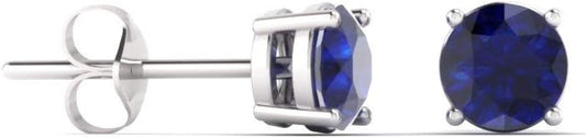 Diamondere Natural and Certified Gemstone Solitaire Petite Stud Earrings in 10K White Gold | 0.22 Carat Earrings for Women