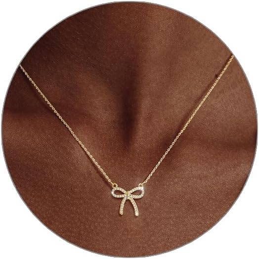 Luxval Diamond Pendant Gold Necklace for Women，Dainty 18k Gold Plated Choker Necklaces Simple Gold Jewelry Gifts for Women Girls