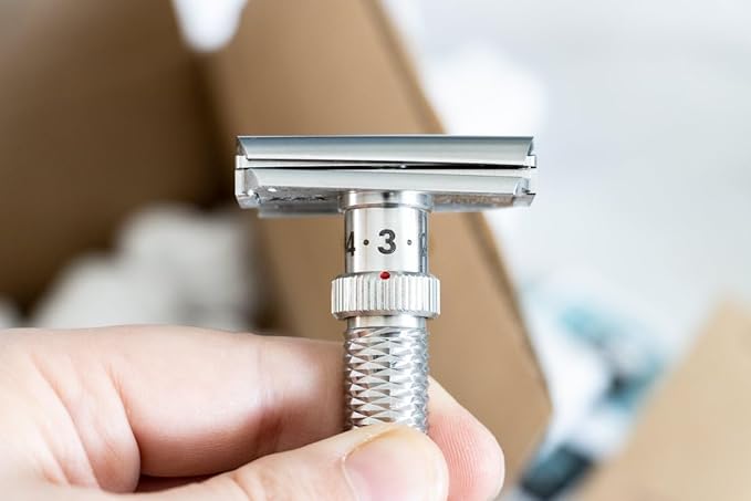 Rex Supply Co. Konsul Adjustable Slant Safety Razor – Stainless Steel Double Edge Razor with Diamond Grip | Customizable Shaving Precision | Made in USA | Wet Shaving Essential