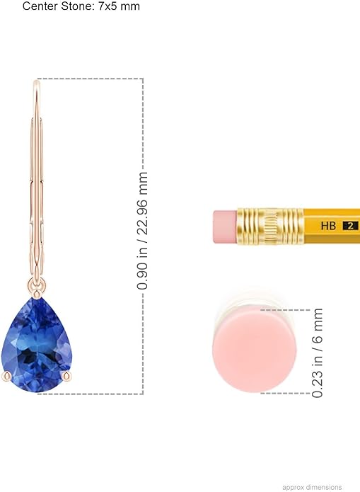 ANGARA Natural Tanzanite Earrings for Women | Solitaire Pear-Shaped Tanzanite Leverback Earrings in 14K Solid Gold/Platinum | December Birthday, Anniversary, Gemstone Jewellery Gift