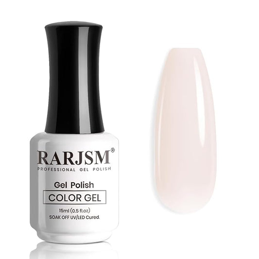 RARJSM Nude Gel Nail Polish Pale Pink White Neutral Color Skin Tone Gel Polish 15ml Single Bottle Transparent Sheer Jelly Pink Nail Gel Polish Soak off UV LED Cured for Home Salon DIY Manicure