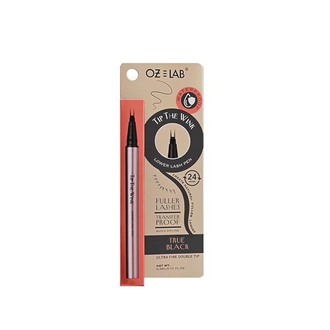 Oz Lab Beauty Tip The Wink Lower Lash Pen – Dual Ultra-Fine Tips, Waterproof Liquid Eyeliner and Brow Filler, Smudge-Proof, Quick-Drying, Black, 0.01 fl oz/0.4 ML