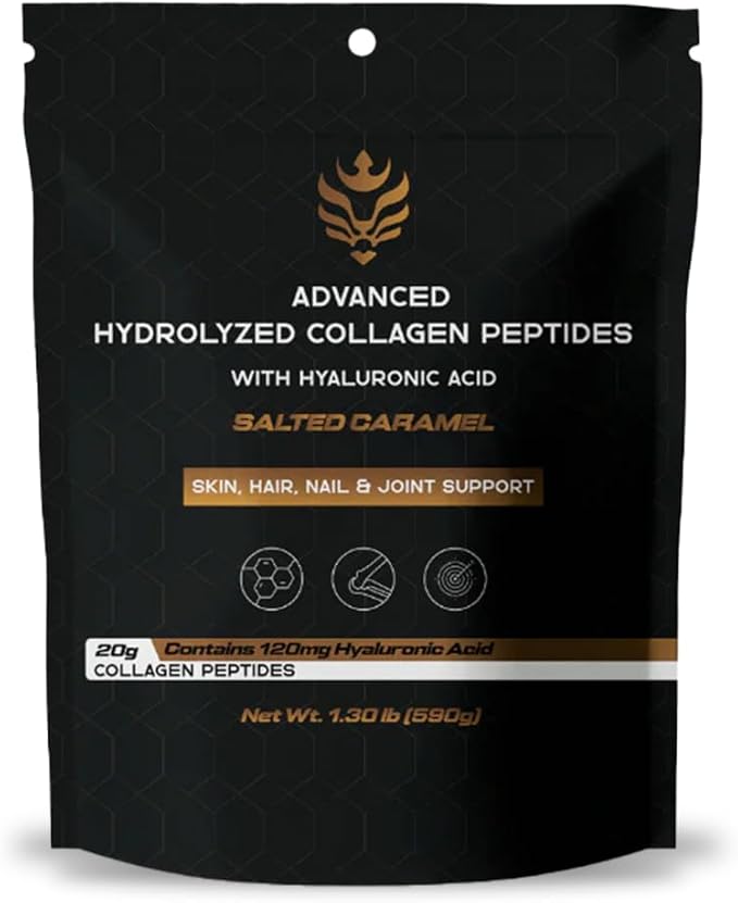 Benavidez Collagen Peptides – Salted Caramel Flavor | 20g Hydrolyzed Protein Powder with Hyaluronic Acid | Skin, Hair, Nails & Joint Support | Grass-Fed, Keto & Paleo | 1.3 lb (590g)