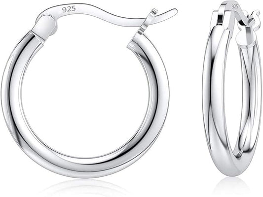 Savlano 925 Sterling silver Round Hoop Earrings for Women & Men Comes in 10MM-25MM