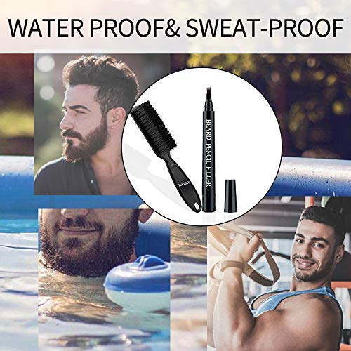 HATIKY Beard Pencil Filler for Men- Water Proof& Sweat Proof, Long Lasting -Beard Pen with a Micro-Fork Tip Applicator Creates Natural Looking Beard, Moustache & Eyebrows