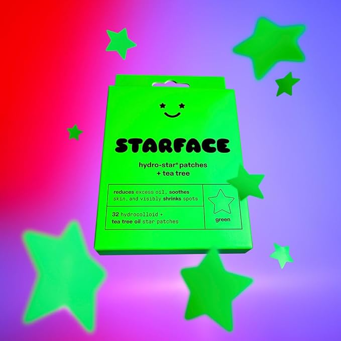 Starface Hydro-Star + Tea Tree, Hydrocolloid Patches with Plant-Based Tea Tree Oil, Helps Naturally Reduce Oil and Unclog Pores (32 count)