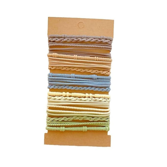 Multistyle Hair Ties Set: Gentle High Elasticity Ponytail Scrunchie Bracelet for Women (20-Bamboo Light Colors Set:20, One Size)