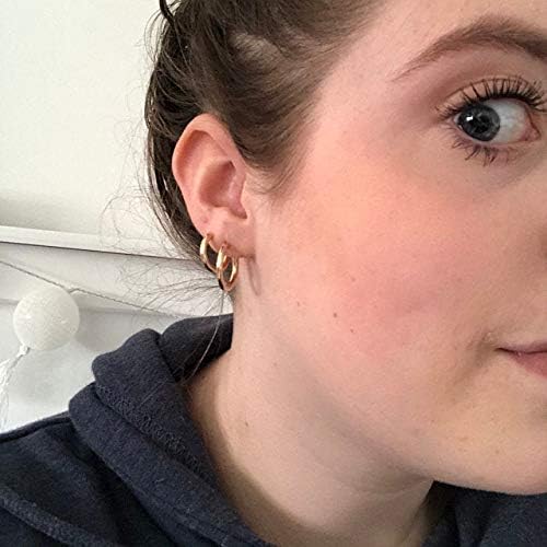 Gacimy Gold Hoop Earrings for Women 14K Real Gold Plated Hoops with 925 Sterling Silver Post