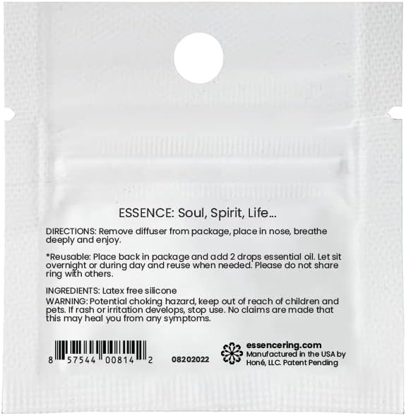 Essence Wearable Aromatherapy Nasal Diffuser – Essential Oil Nose Ring Silicone Inhaler for Stress & Mood Support - Made in USA & Travel-Friendly