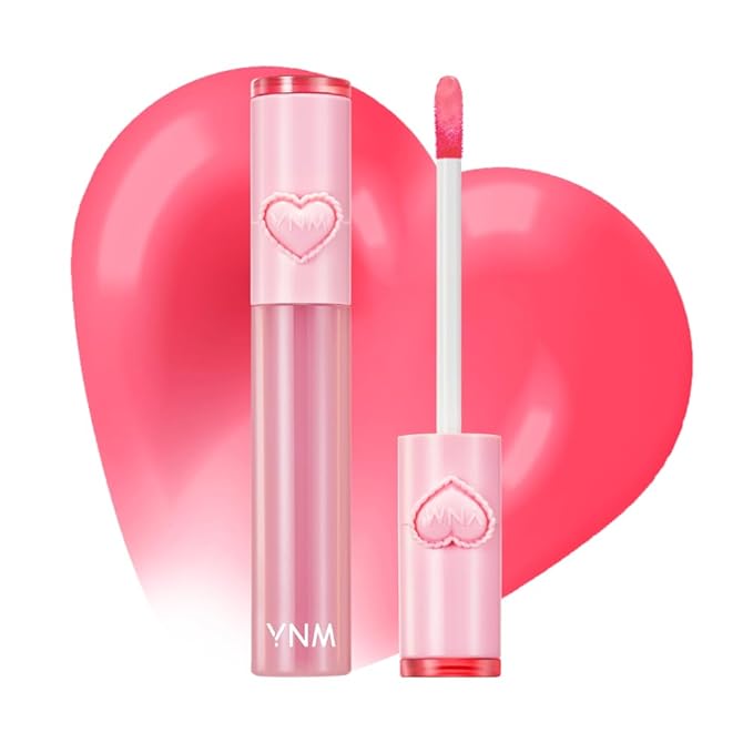 YNM Heart Jelling Tint, PEACH JELLING, Silicone Lip Brush Included, K-Beauty, Non-Sticky, Moisturizing, Smudge-Proof, Korean Lip Tint, Long-Lasting, Vivid Color, 0.09 oz