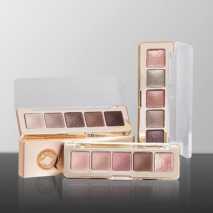 Neutral Eyeshadow Palette 5 Colors, Nude Brown Matte & Subtle Shimmer Shades, Highly Pigmented Blendable Long-Lasting Powder, Smooth No-Fallout Daily Eye Makeup Palette for Work and Natural Looks-C03