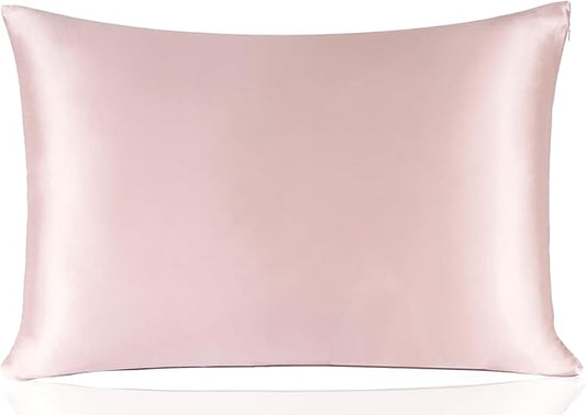 ZIMASILK 100% Pure Mulberry Silk Pillow Cases for Hair and Skin Health,Soft and Breathable,Both Sides Premium Grade 6A Silk, with Hidden Zipper,1pc (King 20"x36", Pale Pink)