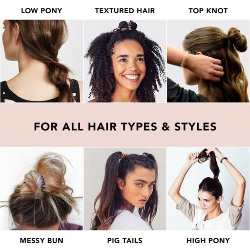Kitsch Spiral Hair Ties for Women – Black Elastic Hair Ties No Damage, Ponytail Holders for Thick and Thin Hair – Creaseless and Dent-Free Coil | Ideal Gifts for Women - 8pc Set, Black