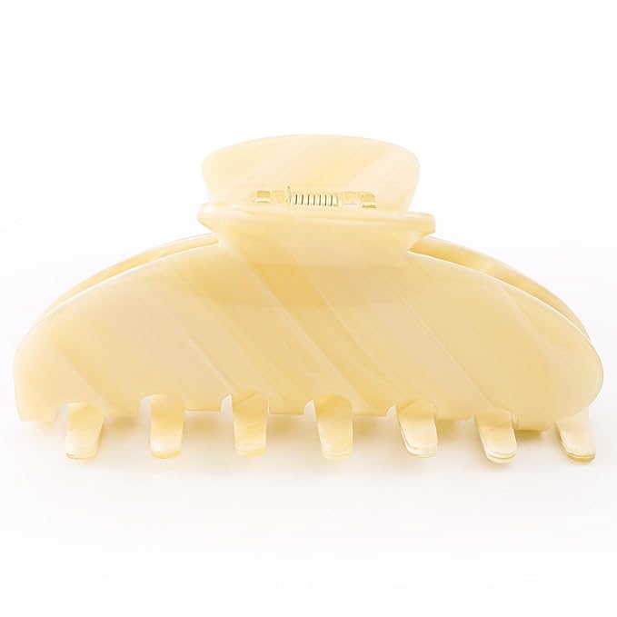 Big Hair Claw Clips for Thick Hair, Tortoise Shell Nonslip Large Cream Hair Clips, Celluloid Butterfly Jaw Clips, Strong Hold for Women