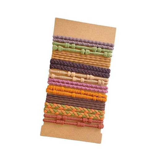 Multistyle Hair Ties Set: Gentle High Elasticity Ponytail Scrunchie Bracelet for Women (9-Bamboo Mixed Color Set:20, One Size)