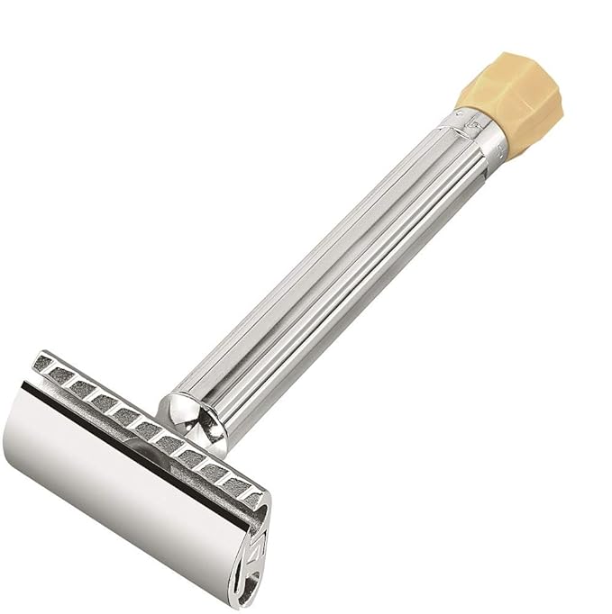 MERKUR Progress 510 Adjustable Double Edge Safety Razor - Long Handle Adjustable Razor With Dial Made in Germany Plastic-Free Closed Comb Straight Bar