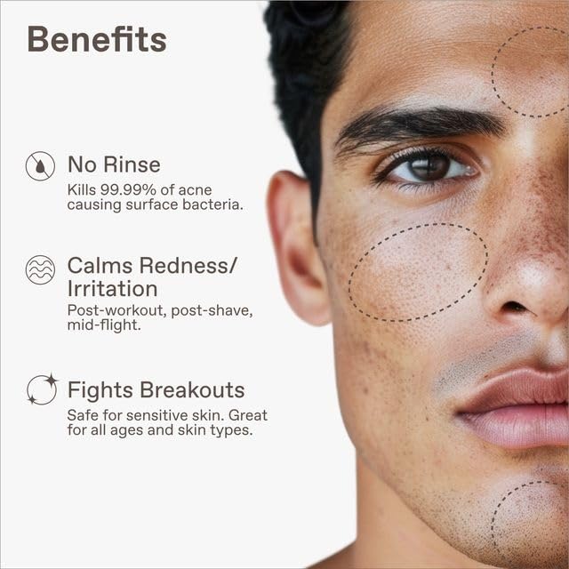 ENHANSE Super Clean, Hypochlorous Acid Spray, Helps Heal Acne Prone, Eczema, & Itchy Rashes, No Rinse Cleaner for Back Acne, Use Post Workout, Post Shave or Travel, Skin Care for Men, 100 mL