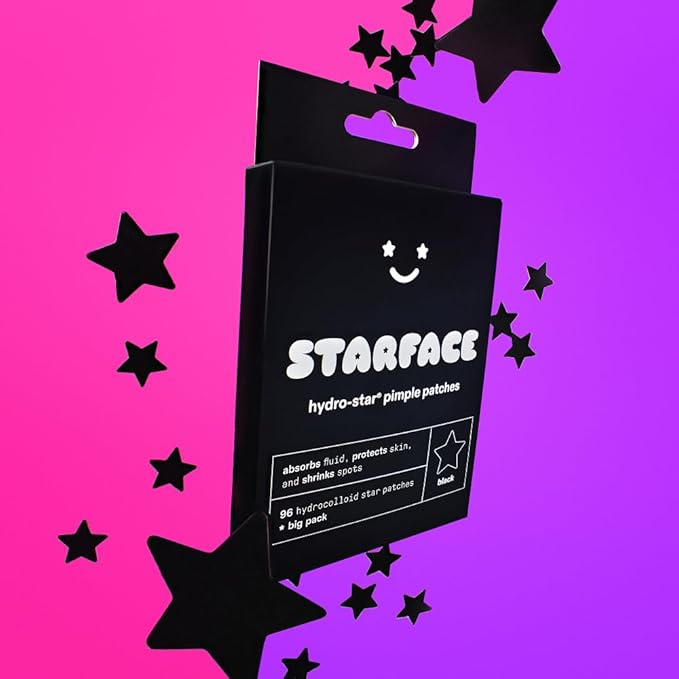 Starface Black Star BIG PACK, Hydrocolloid Pimple Patches, Absorb Fluid and Reduce Redness, Cute Star Shape, Cruelty-Free Skincare (96 Count)