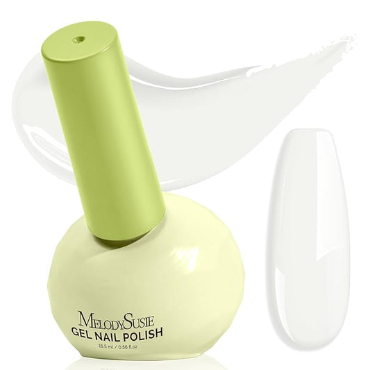 MelodySusie Highly Pigmented Gel Nail Polish, 0.56 Fl Oz Soak Off UV LED White Gel Polish, Plant-Based Formula, 16.5ml Tilt-and-Stand Bottle, TPO & HEMA Free, Gift for Nail Art at Home & Salon